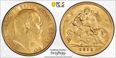 1910-S 1/2 Sov S-3977B AU58