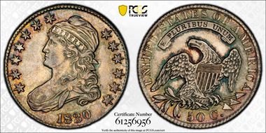 1830 50C Small 0 AU58