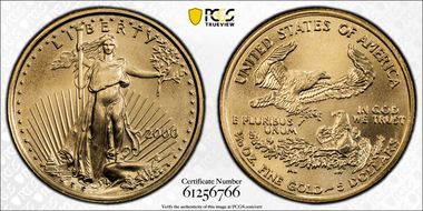 2000 $5 Gold Eagle MS70