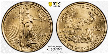 2002 $5 Gold Eagle MS70