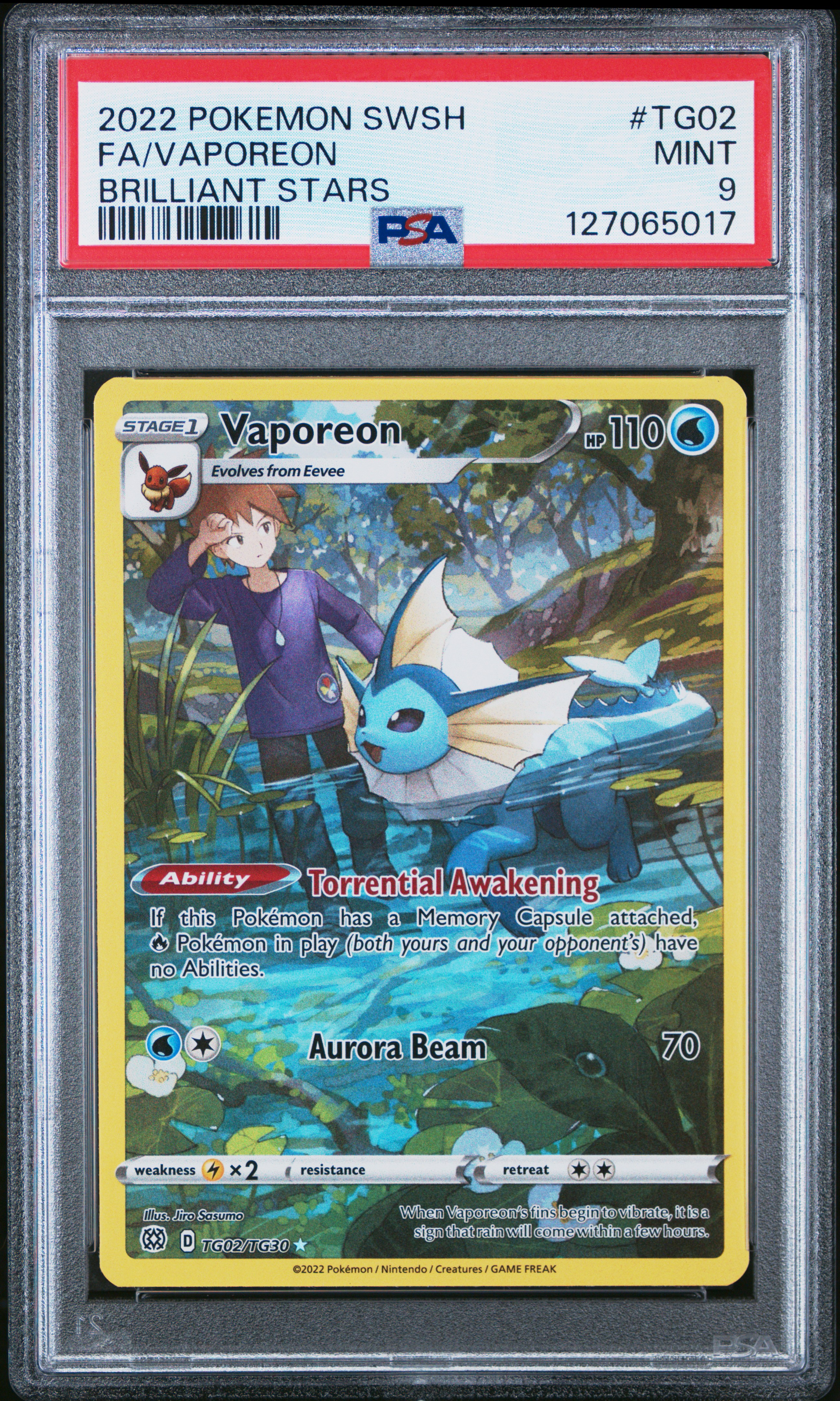 2022 #TG02 Full Art/Vaporeon PSA 9 Sword & Shield Brilliant Stars