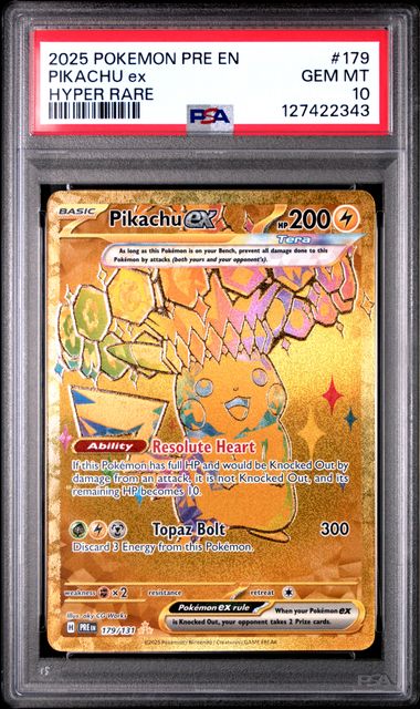 2025 Pokemon Prismatic Evolutions HYPER RARE #179 Pikachu EX front