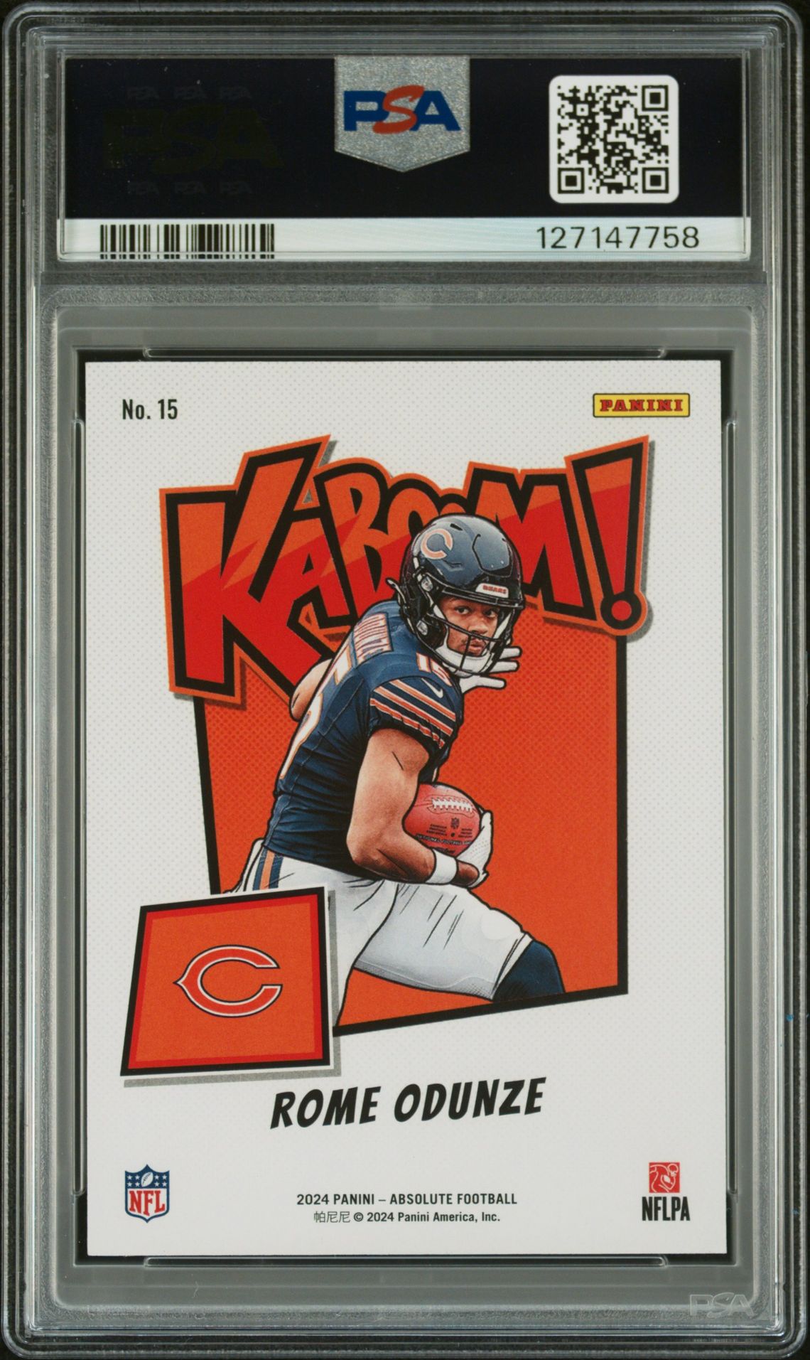 2024 Panini Absolute Kaboom! Horizontal Rome Odunze #15 Mint 9 back