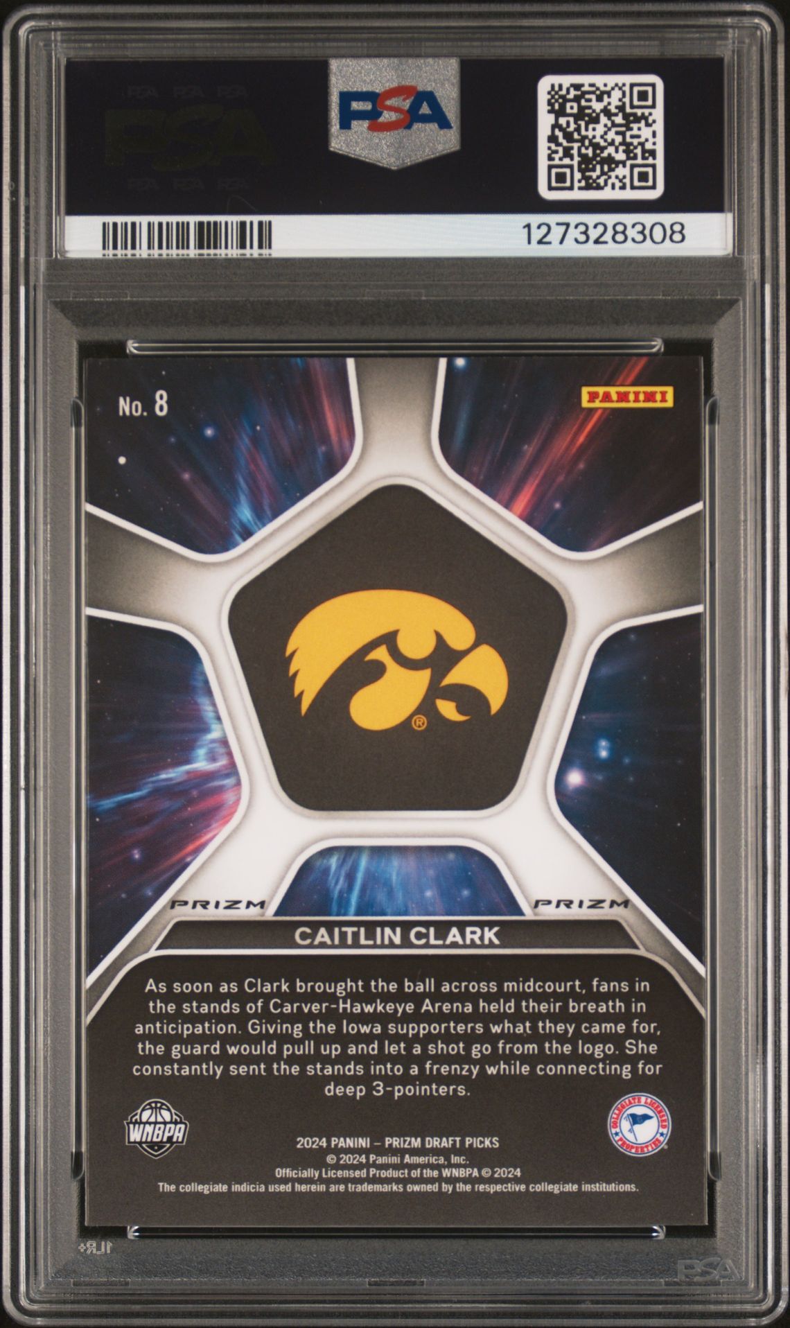 2024 Panini Prizm Draft Picks Deep Space Caitlin Clark #8 (Deep Space-Silver Prizm) Gem Mt 10 back