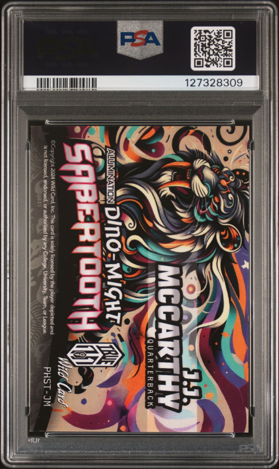 2024 Wild Card Alumination Dino-Might Pre-Historic Sabertooth True 1/1 Jj Mccarthy #Jm (Ph Sabertooth 33-Rb-True 1/1) Gem Mt 10 back