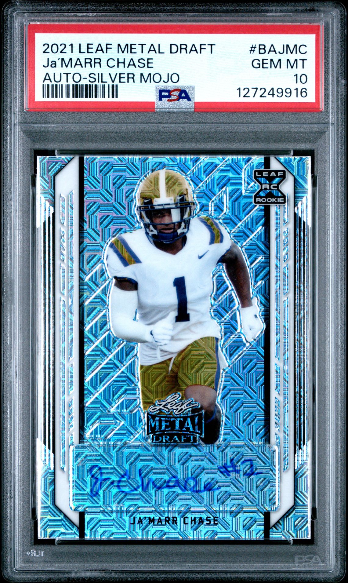 2021 Leaf LEAF METAL DRAFT AUTOGRAPHS SILVER MOJO #BAJMC Ja’Marr Chase front