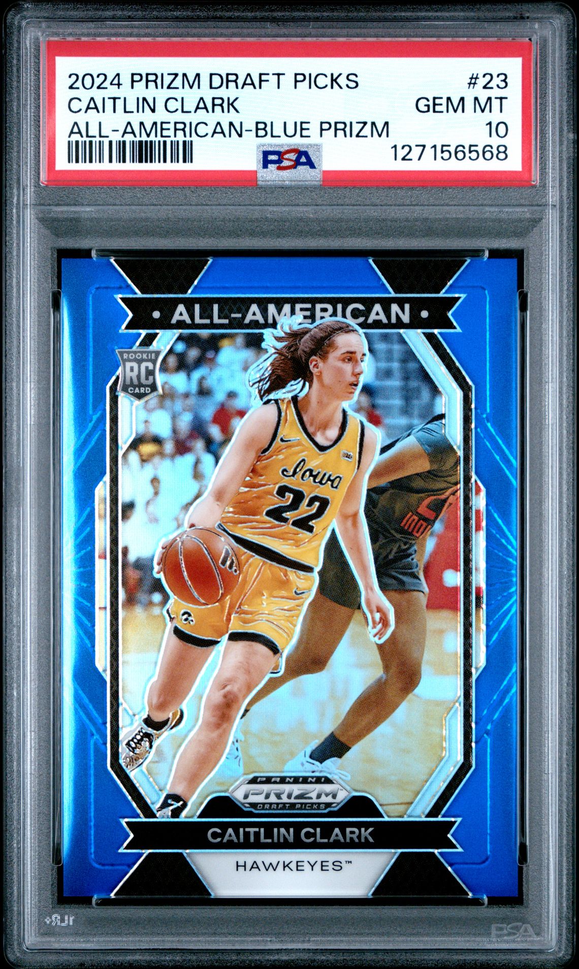 2024 Panini Prizm Draft Picks All-American Caitlin Clark #23 (All-American-Blue Prizm) Gem Mt 10 front