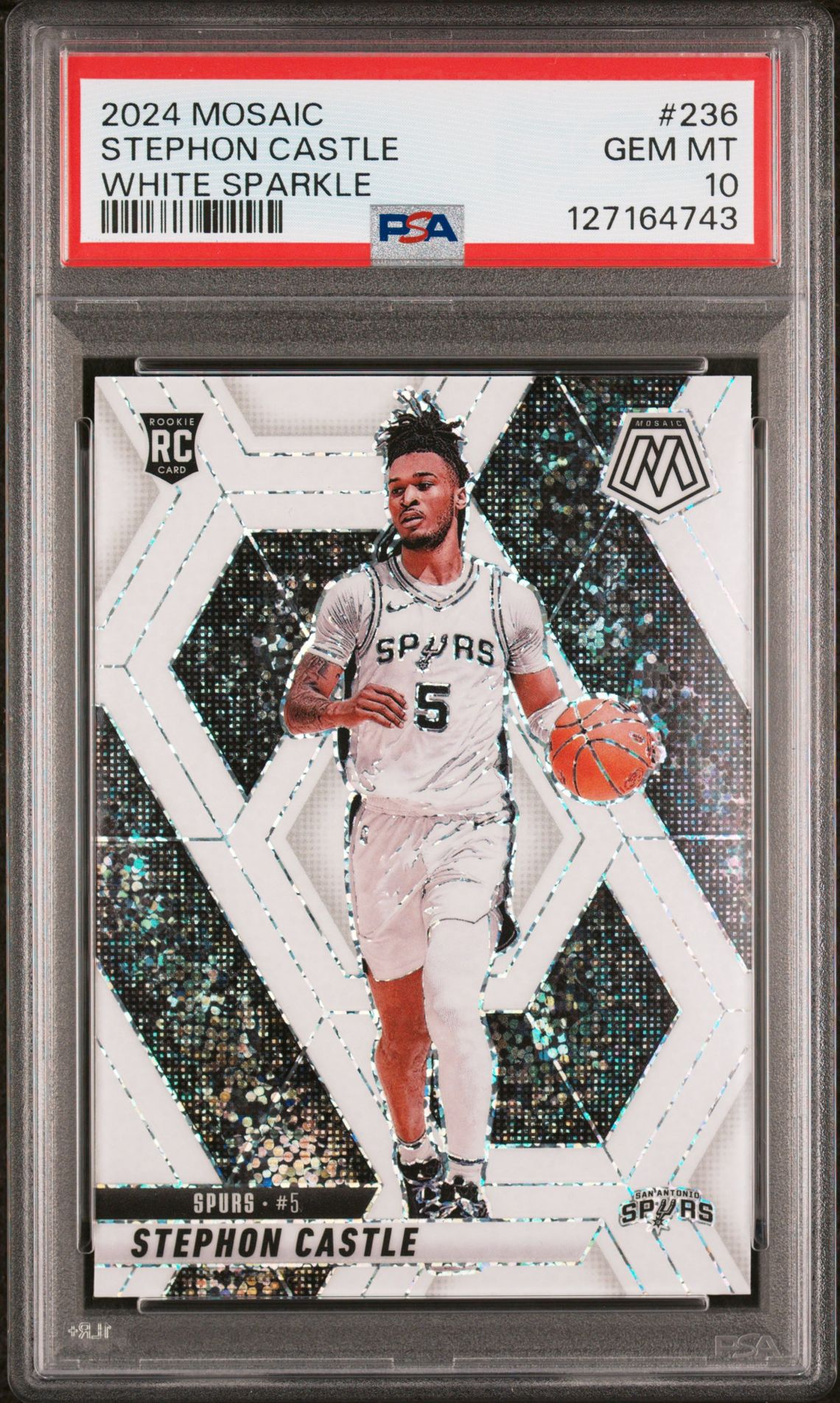 2024 Panini Mosaic WHITE SPARKLE #236 Stephon Castle front