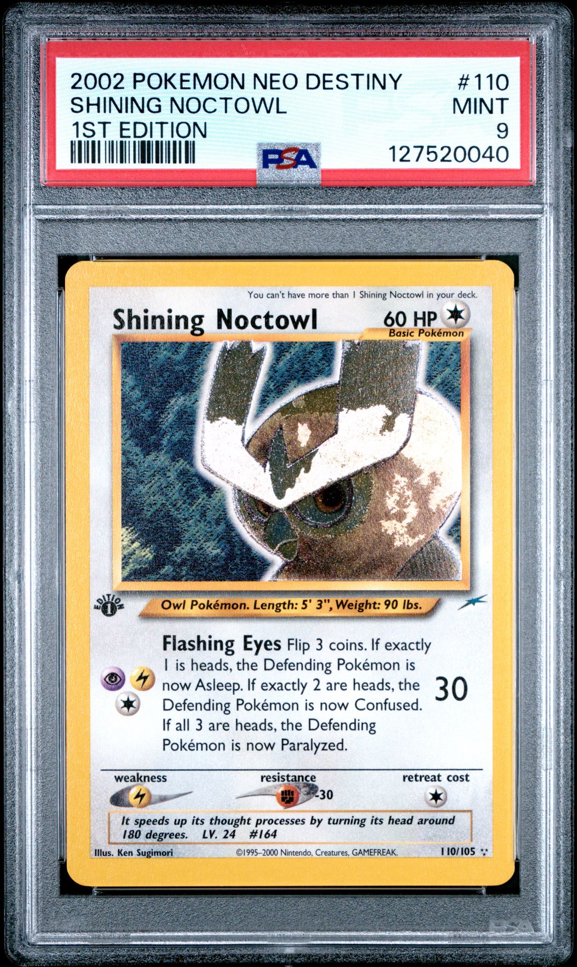 2002 Pokemon POKEMON NEO DESTINY 1ST EDITION #110 Shining Noctowl front