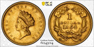 1854 G$1 Type 2 AU50
