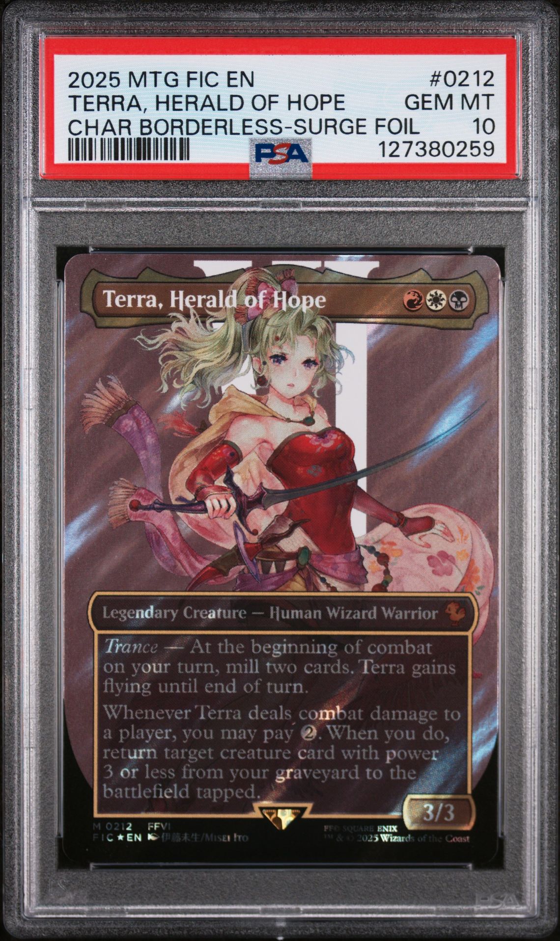 2025 MTG MAGIC THE GATHERING FINAL FANTASY COMMANDER CHAR BORDERLESS-SURGE FOIL #0212 Terra, Herald Of Hope front