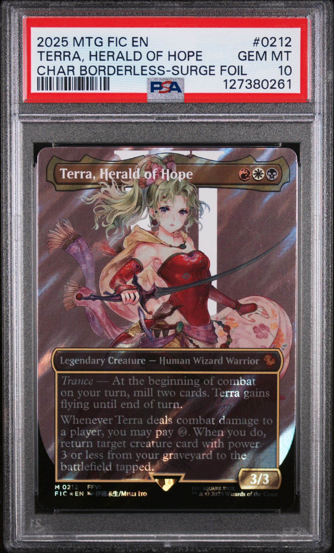 2025 MTG MAGIC THE GATHERING FINAL FANTASY COMMANDER CHAR BORDERLESS-SURGE FOIL #0212 Terra, Herald Of Hope front