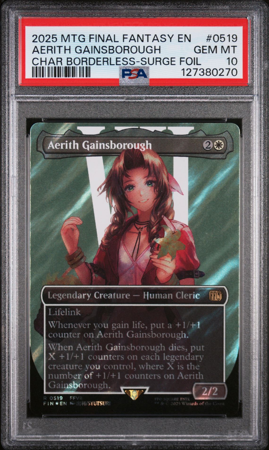 2025 MTG MAGIC THE GATHERING FINAL FANTASY CHAR BORDERLESS-SURGE FOIL #0519 Aerith Gainsborough front