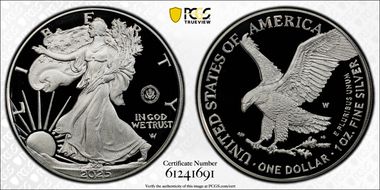 2025-W $1 Silver Eagle w/ U.S. Army Privy 250th Anniversary First Strike PR69DCAM