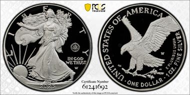 2025-W $1 Silver Eagle w/ U.S. Army Privy 250th Anniversary First Strike PR69DCAM