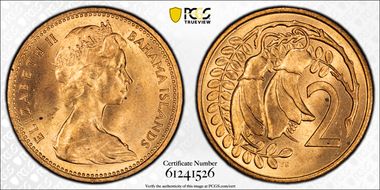(1967) 2C Mule-Bahamas Obverse KM-33 MS65RD