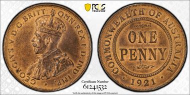 1921  1D English obverse MS63RB