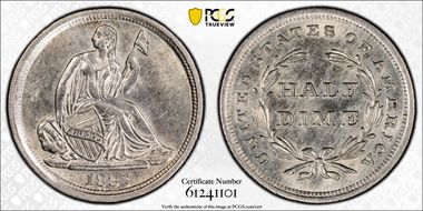 1837 H10C Seated, Large Date MS62