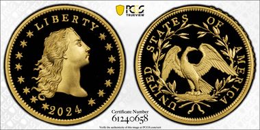 2024 $1 Flowing Hair High Relief Au 230th Anniversary PR70DCAM