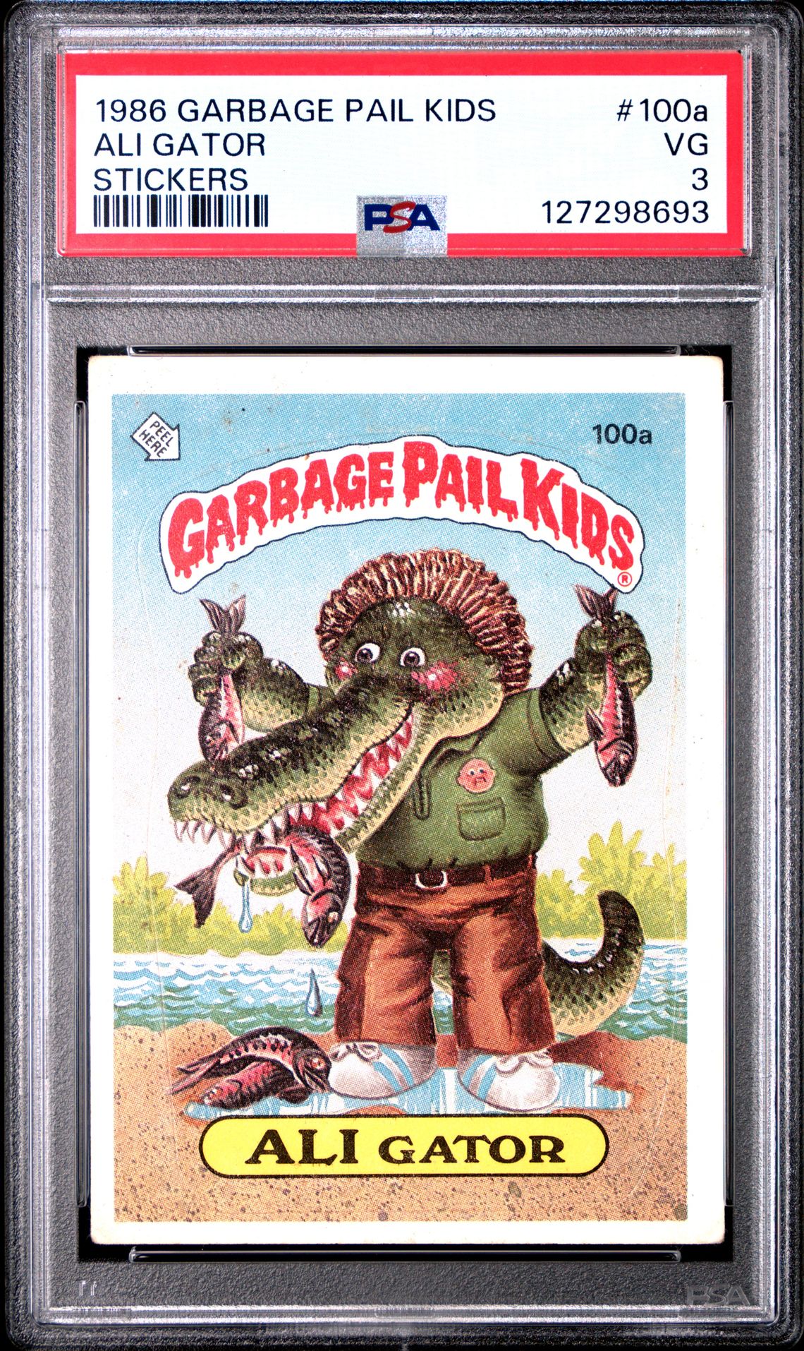 1986 Topps GARBAGE PAIL KIDS STICKERS #100A Ali Gator front