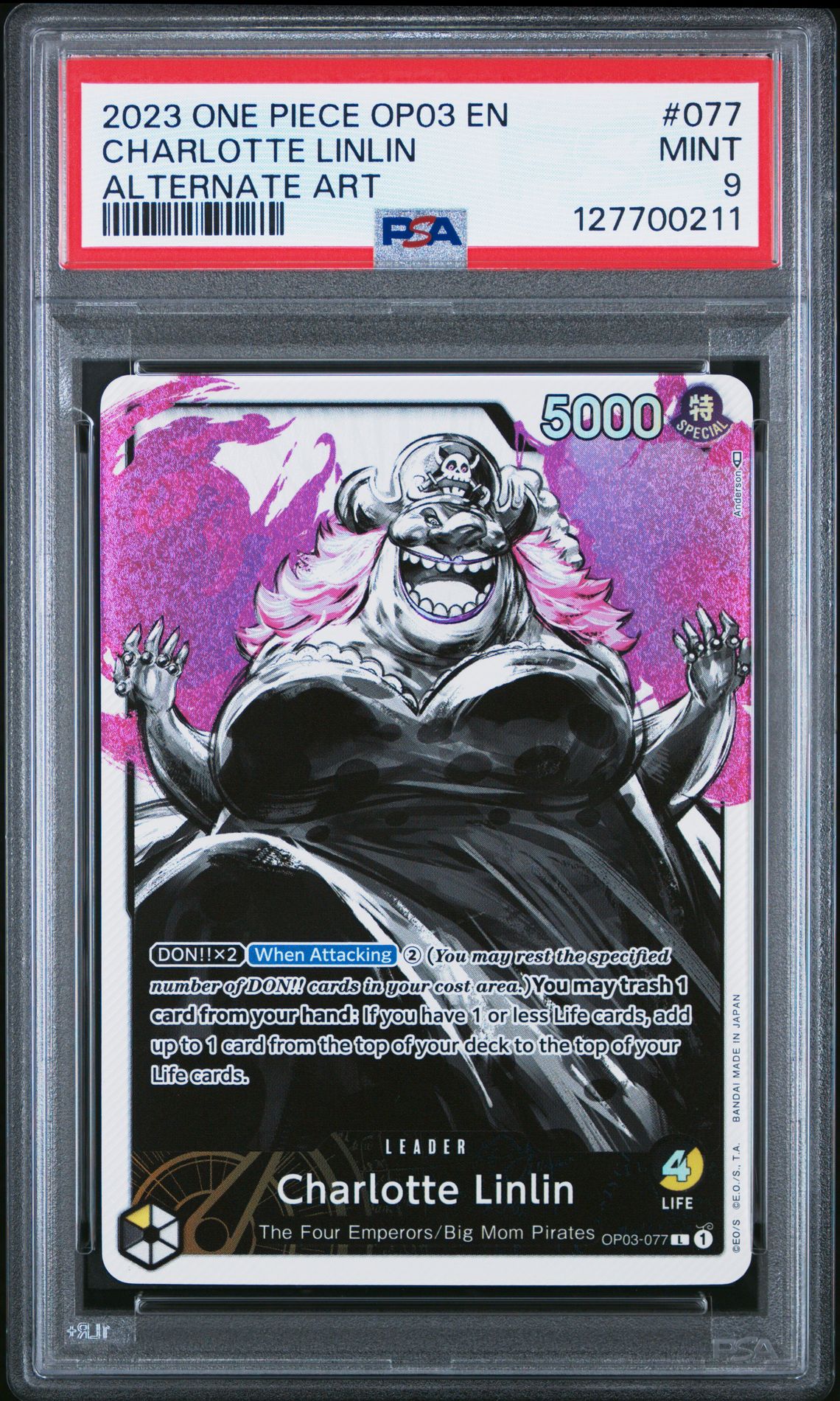 2023 One Piece ONE PIECE OP03-PILLARS OF STRENGTH ALTERNATE ART #077 Charlotte Linlin front