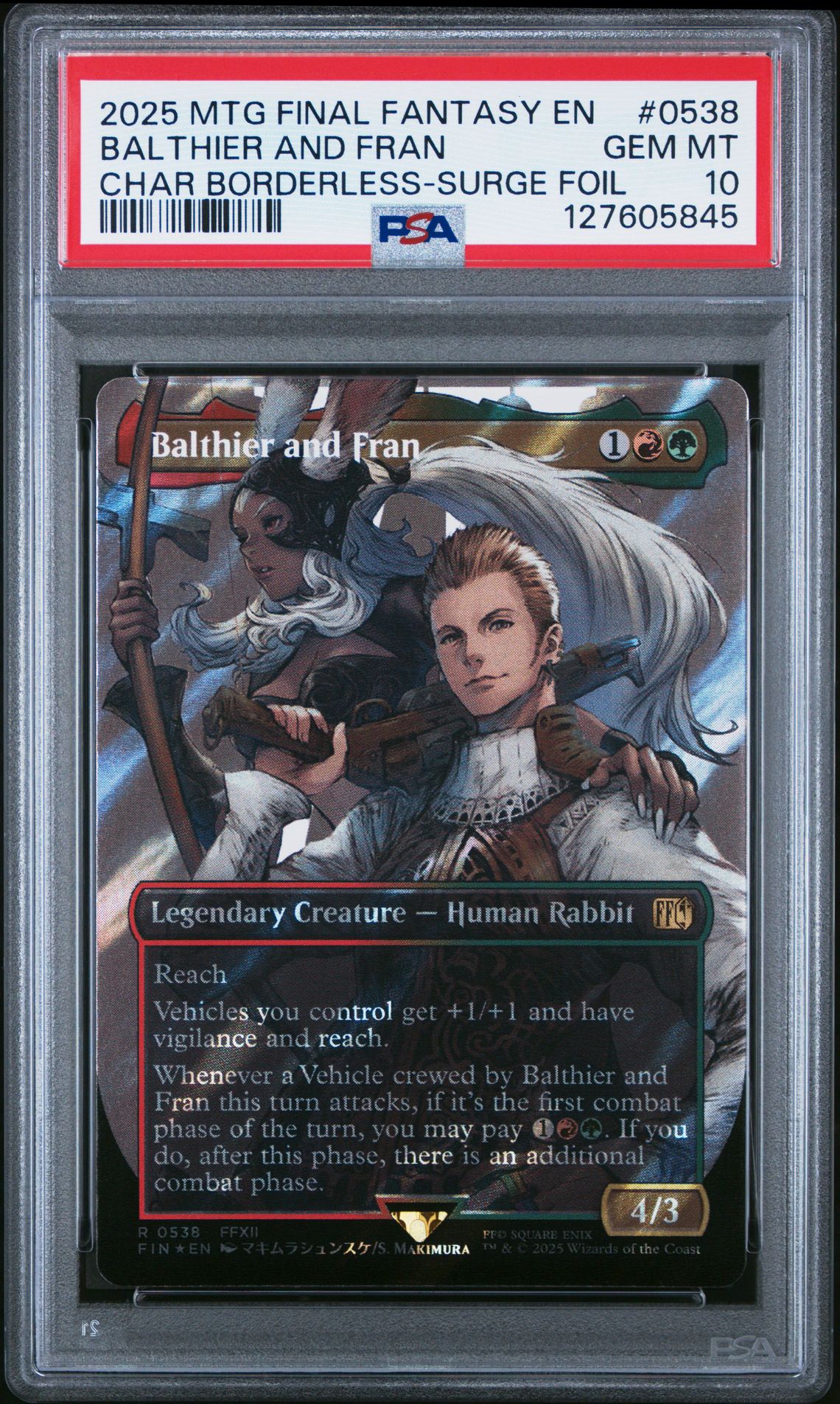 2025 MTG MAGIC THE GATHERING FINAL FANTASY CHAR BORDERLESS-SURGE FOIL #0538 Balthier And Fran front