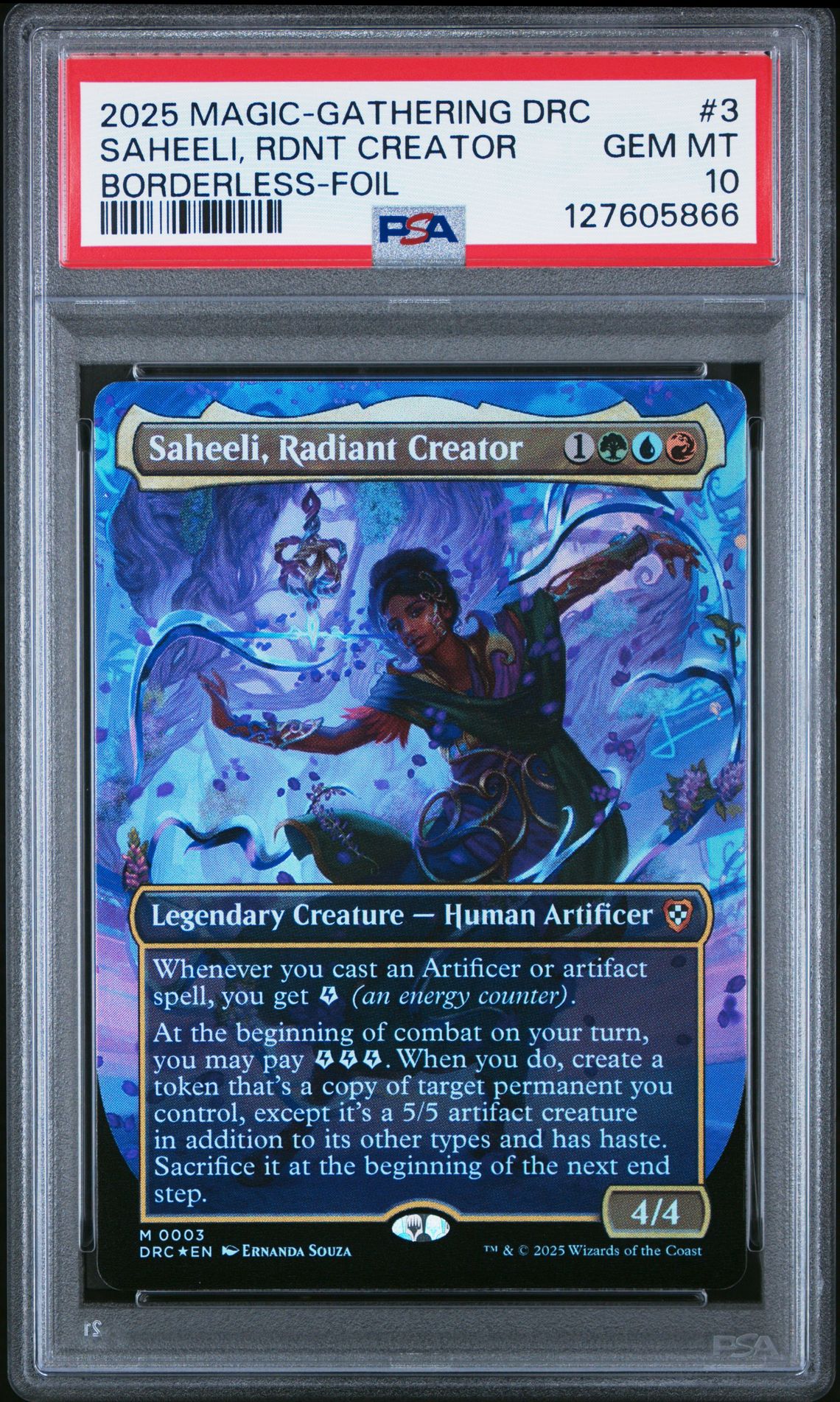 2025 MTG MAGIC THE GATHERING AETHERDRIFT COMMANDER BORDERLESS-FOIL #0003 Saheeli, Rdnt Creator front