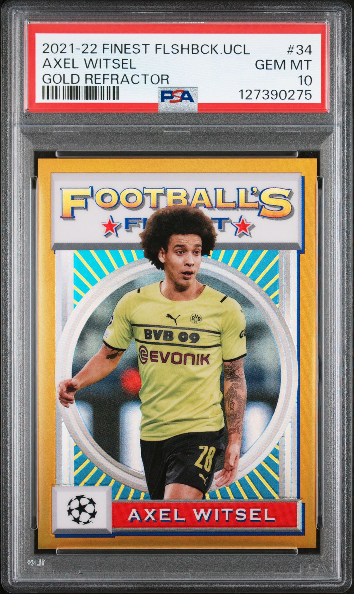 2021-22 Topps TOPPS FINEST FLASHBACKS UEFA CHAMPIONS LEAGUE GOLD REFRACTOR #34 Axel Witsel front