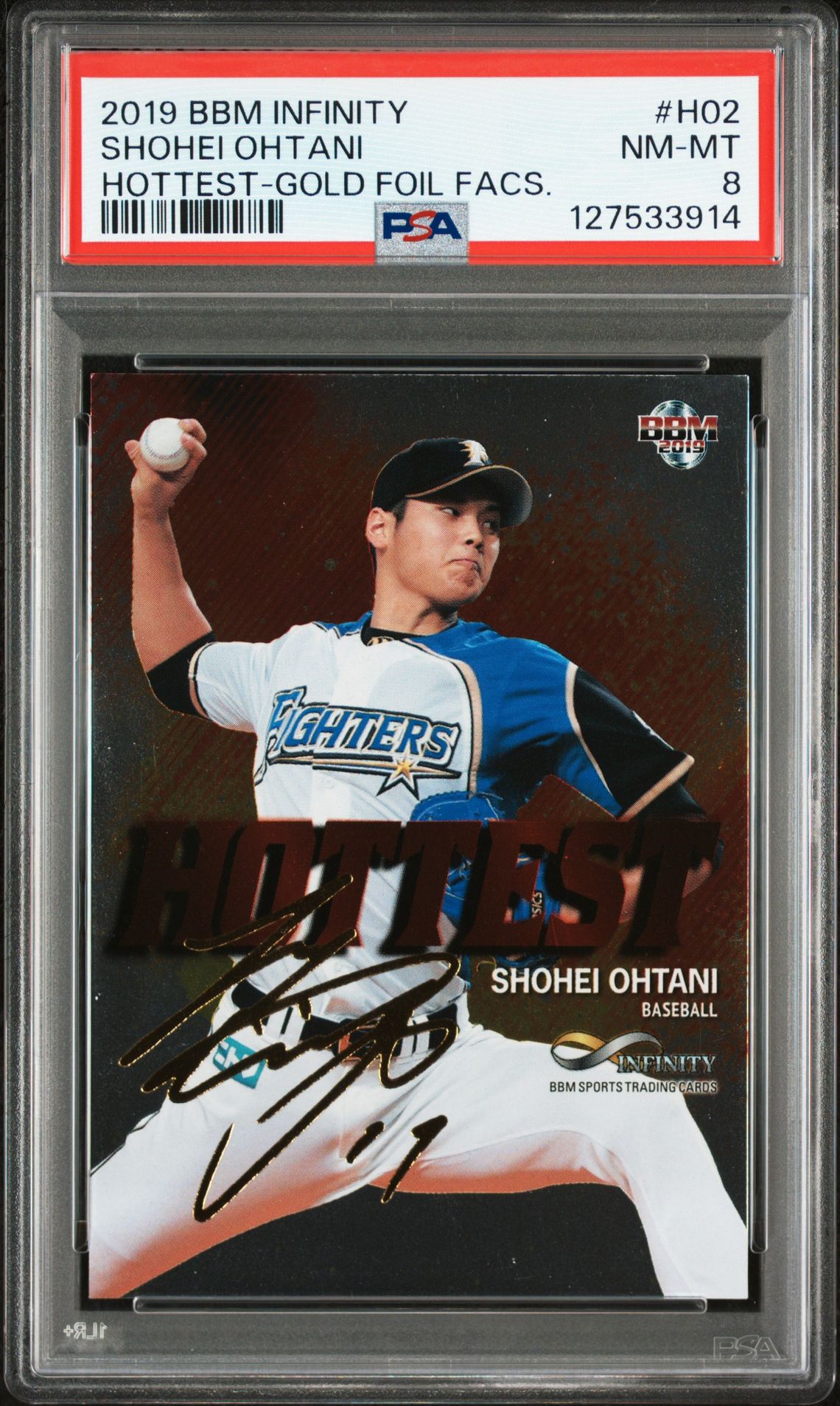 2019 BBM BBM INFINITY HOTTEST HOTTEST-GOLD FOIL FACS. #H02 Shohei Ohtani front