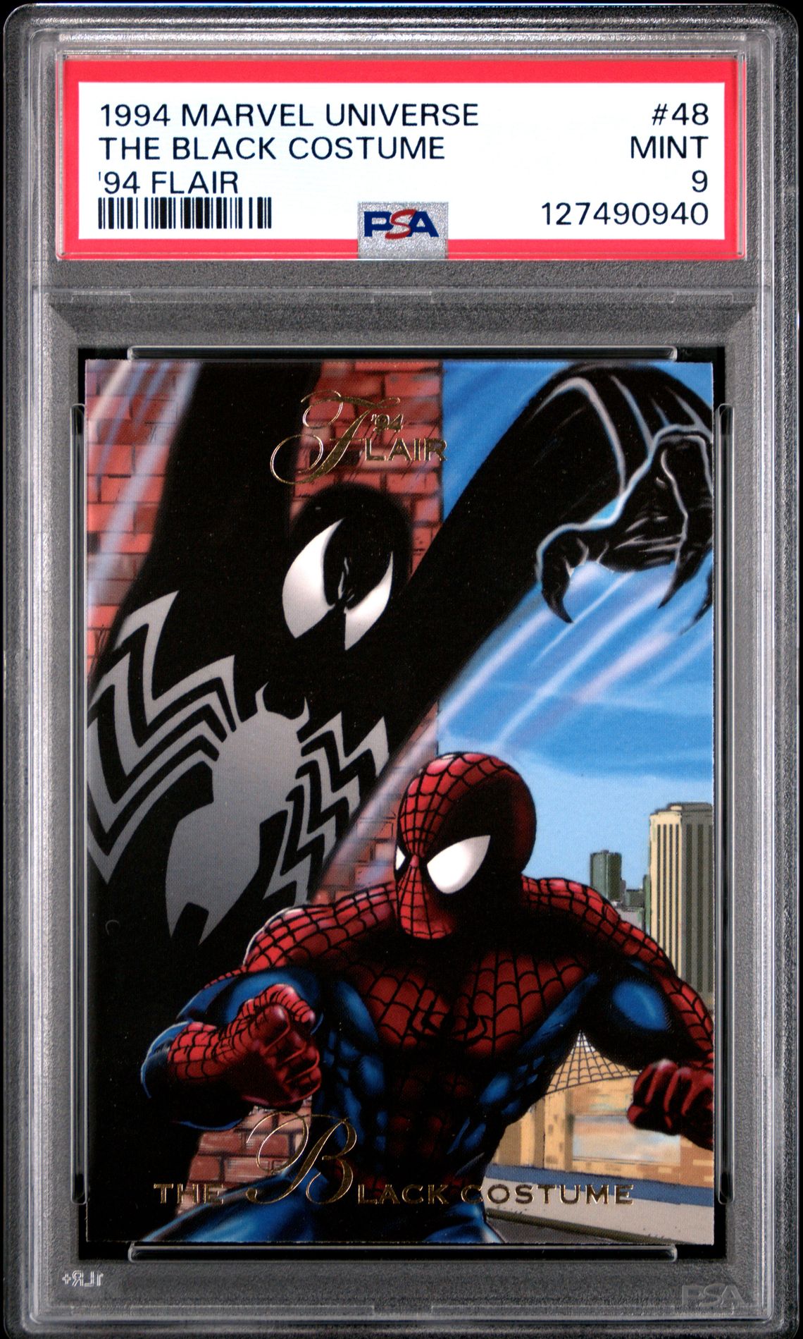 1994 Marvel Universe '94 Flair The Black Costume #48 ('94 Flair) Mint 9 front