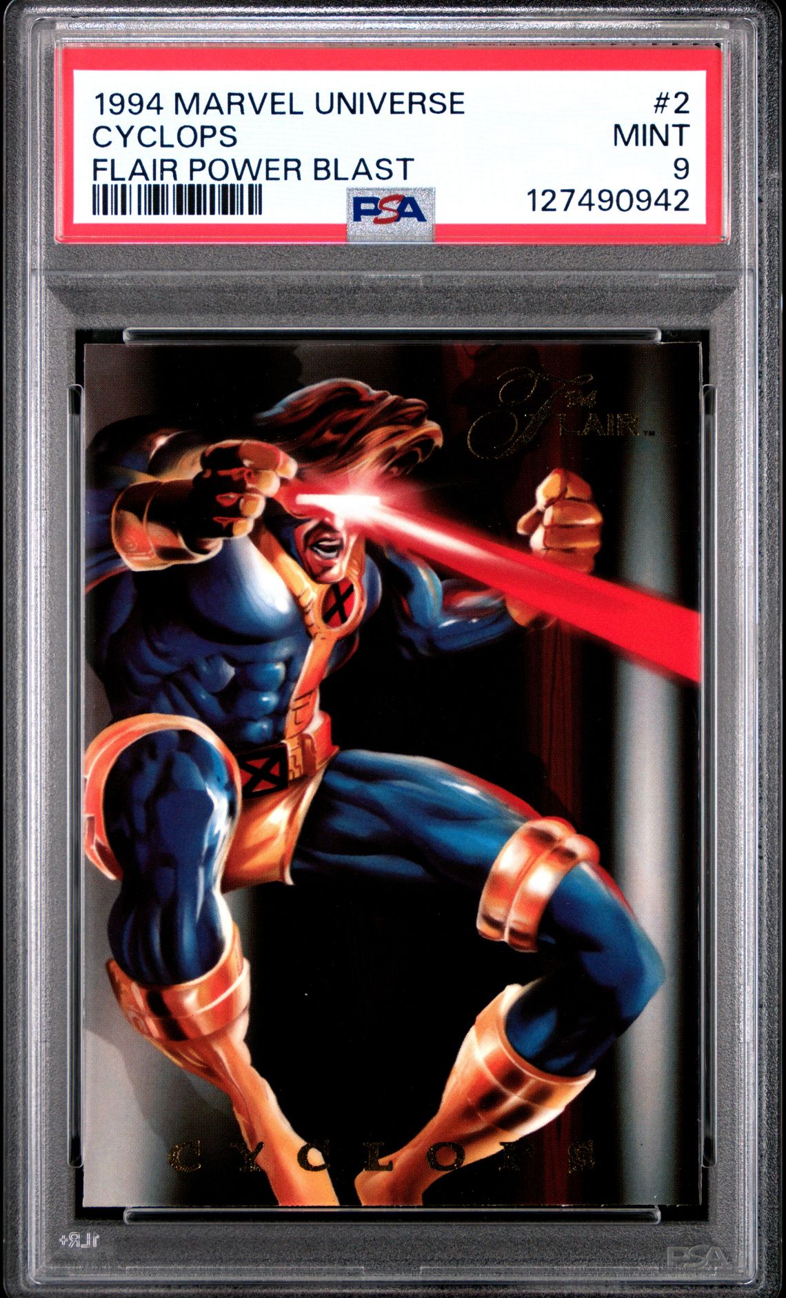 1994 Marvel Universe Flair Power Blast Cyclops #2 (Flair Power Blast) Mint 9 front