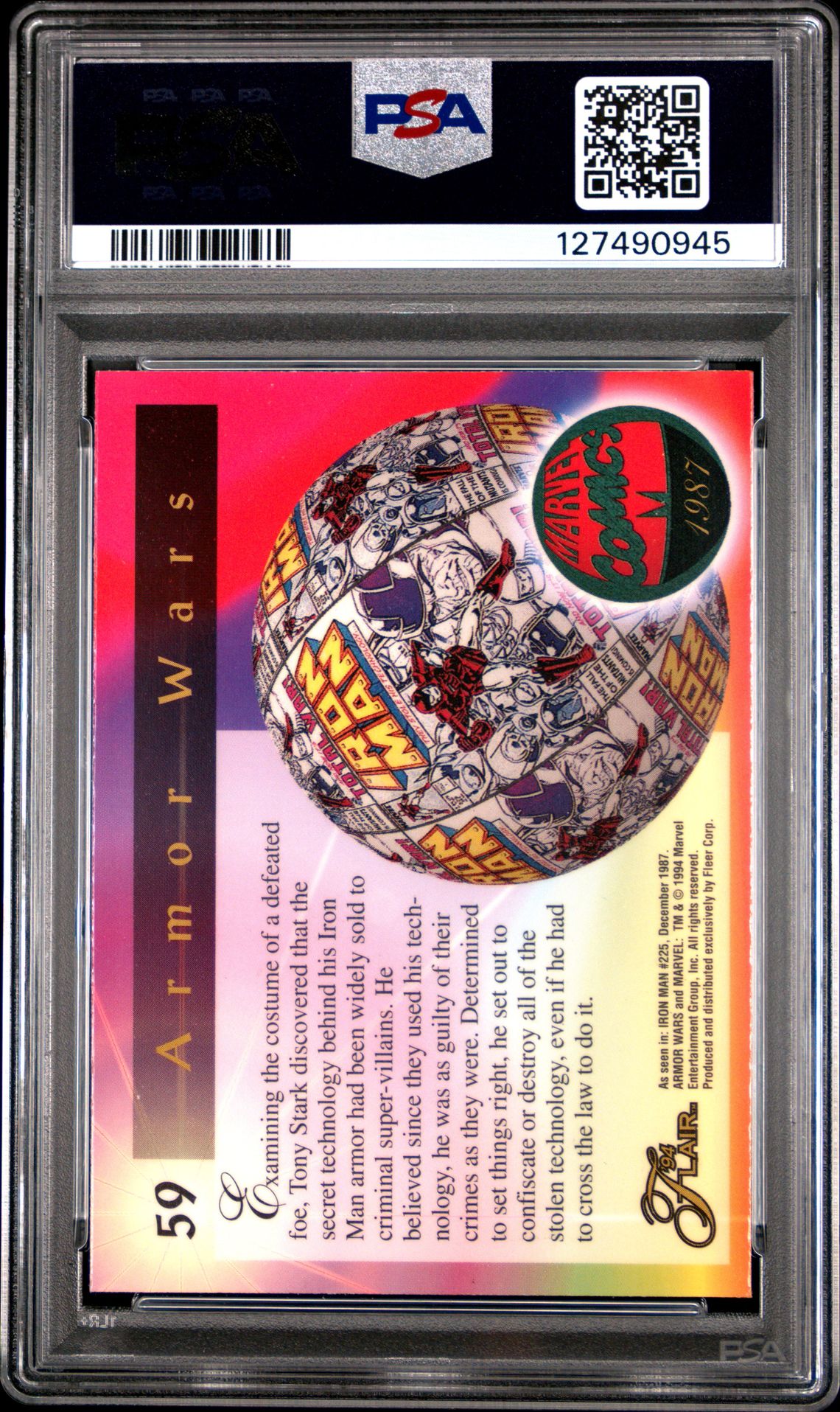 1994 Marvel Universe '94 Flair Armor Wars #59 ('94 Flair) Mint 9 back