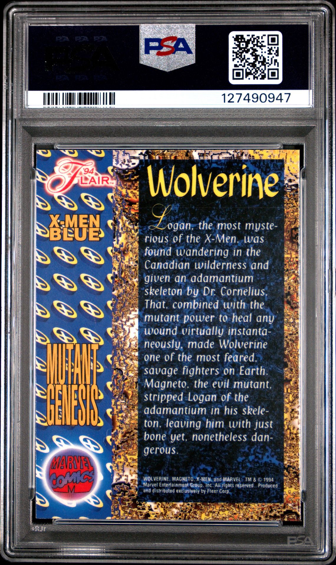 1994 Marvel Universe '94 Flair Wolverine ('94 Flair-Mutant Genesis) Mint 9 back