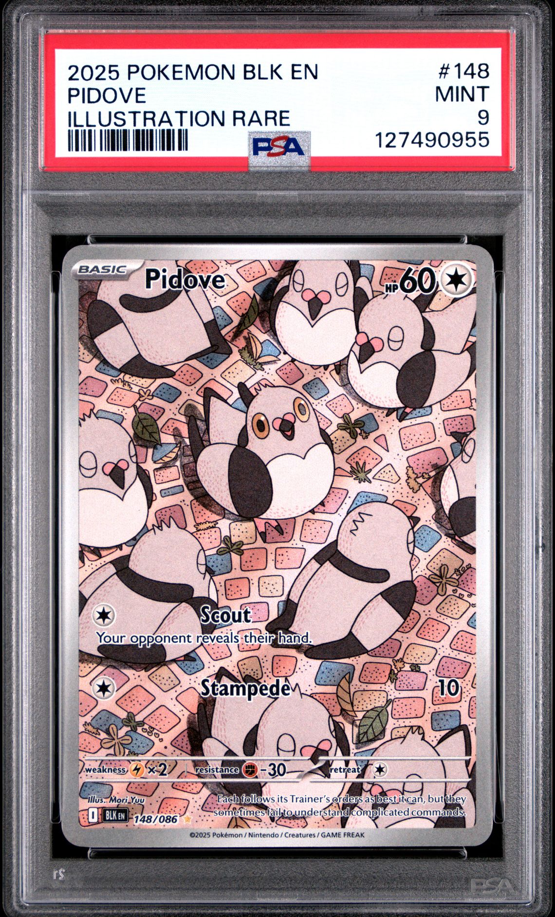 2025 Pokemon Blk En-Black Bolt Pidove #148 (Illustration Rare) Mint 9 front