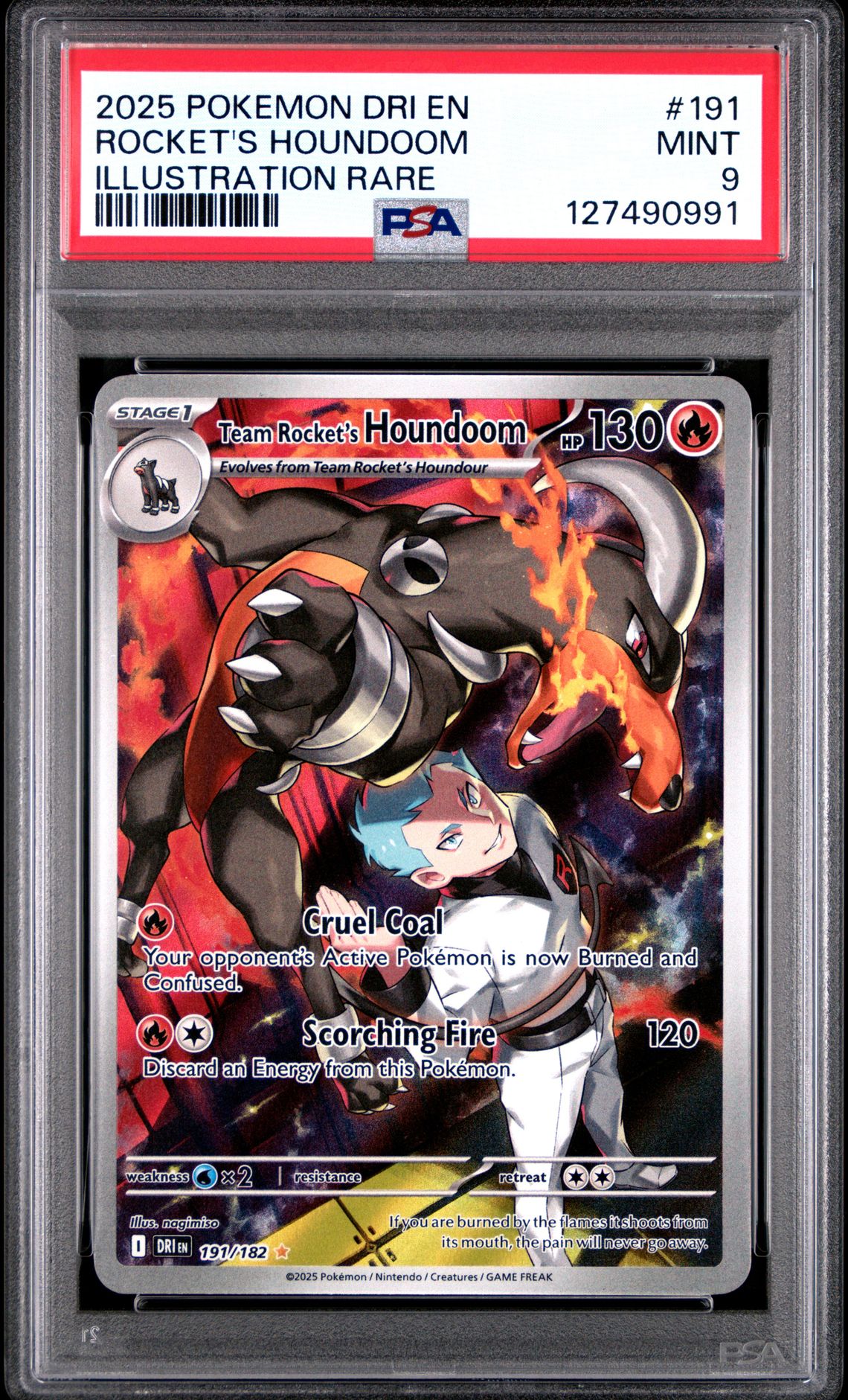 2025 Pokemon Dri En-Destined Rivals Rocket's Houndoom #191 (Illustration Rare) Mint 9 front