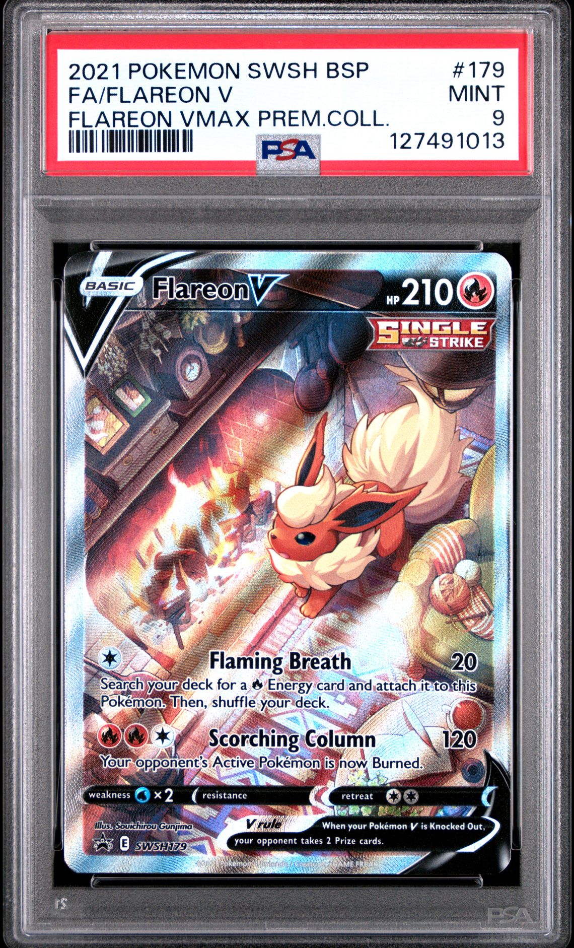 2021 Pokemon Swsh Black Star Promo Fa/Flareon V #179 (Flareon Vmax Prem.coll.) Mint 9 front