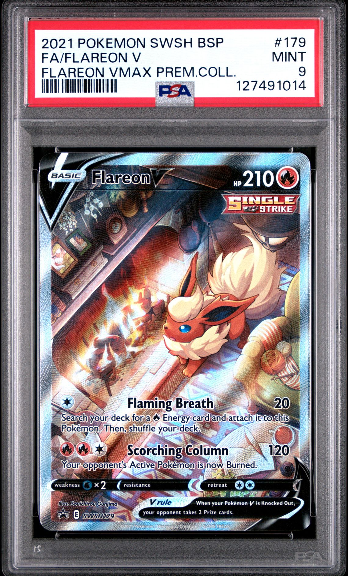 2021 Pokemon Swsh Black Star Promo Fa/Flareon V #179 (Flareon Vmax Prem.coll.) Mint 9 front