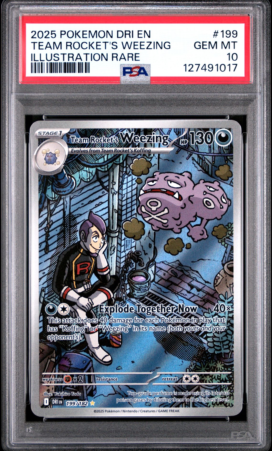2025 Pokemon Dri En-Destined Rivals Team Rocket's Weezing #199 (Illustration Rare) Gem Mt 10 front