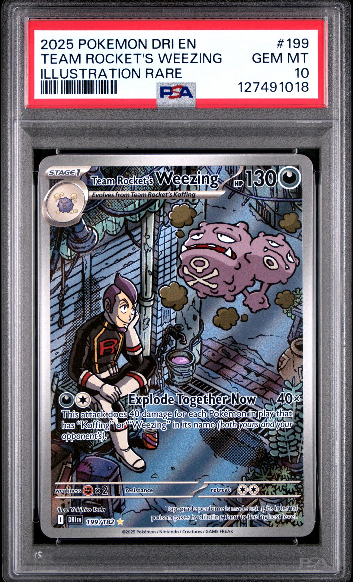 2025 Pokemon Dri En-Destined Rivals Team Rocket's Weezing #199 (Illustration Rare) Gem Mt 10 front