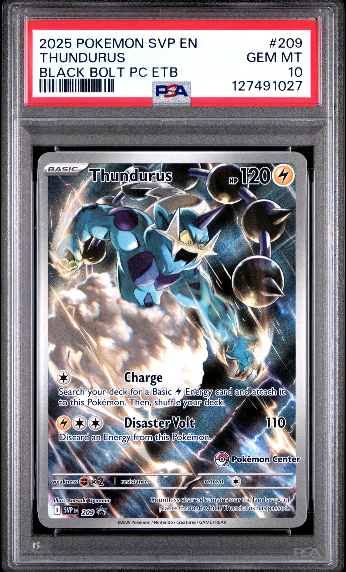 2025 Pokemon Svp En-Sv Black Star Promo Thundurus #209 (Black Bolt Pc Etb) Gem Mt 10 front