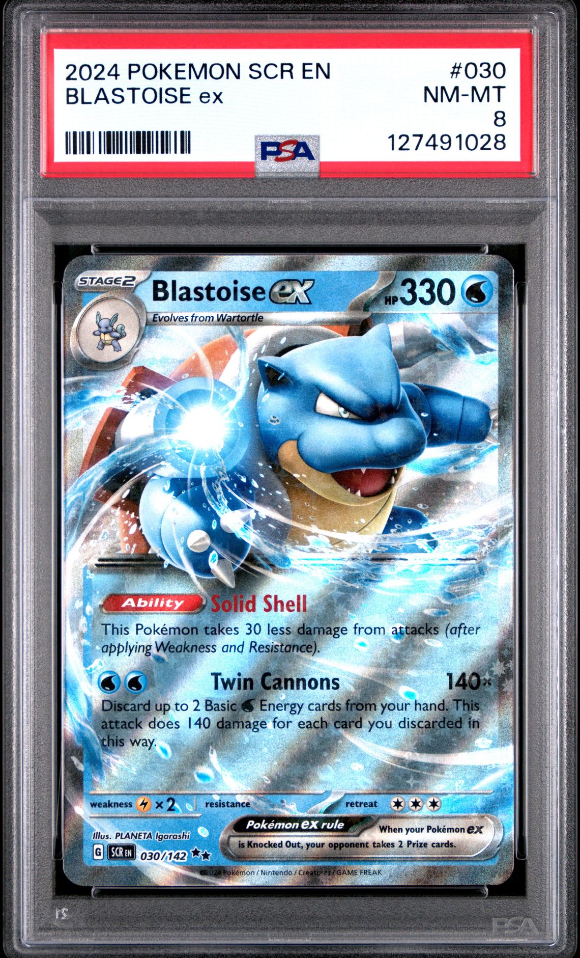 2024 Pokemon Scr En-Stellar Crown Blastoise Ex #030 Nm-Mt 8 front