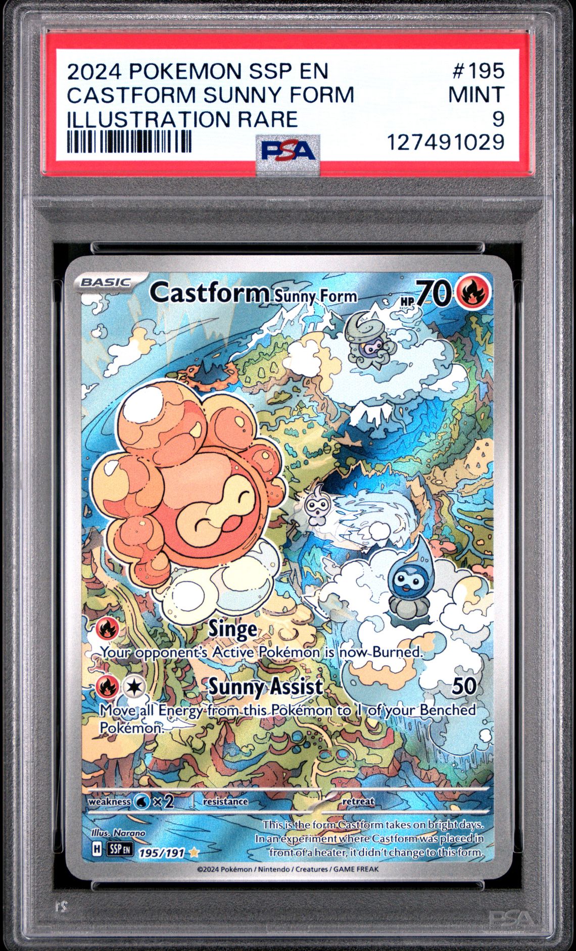 2024 Pokemon Ssp En-Surging Sparks Castform Sunny Form #195 (Illustration Rare) Mint 9 front