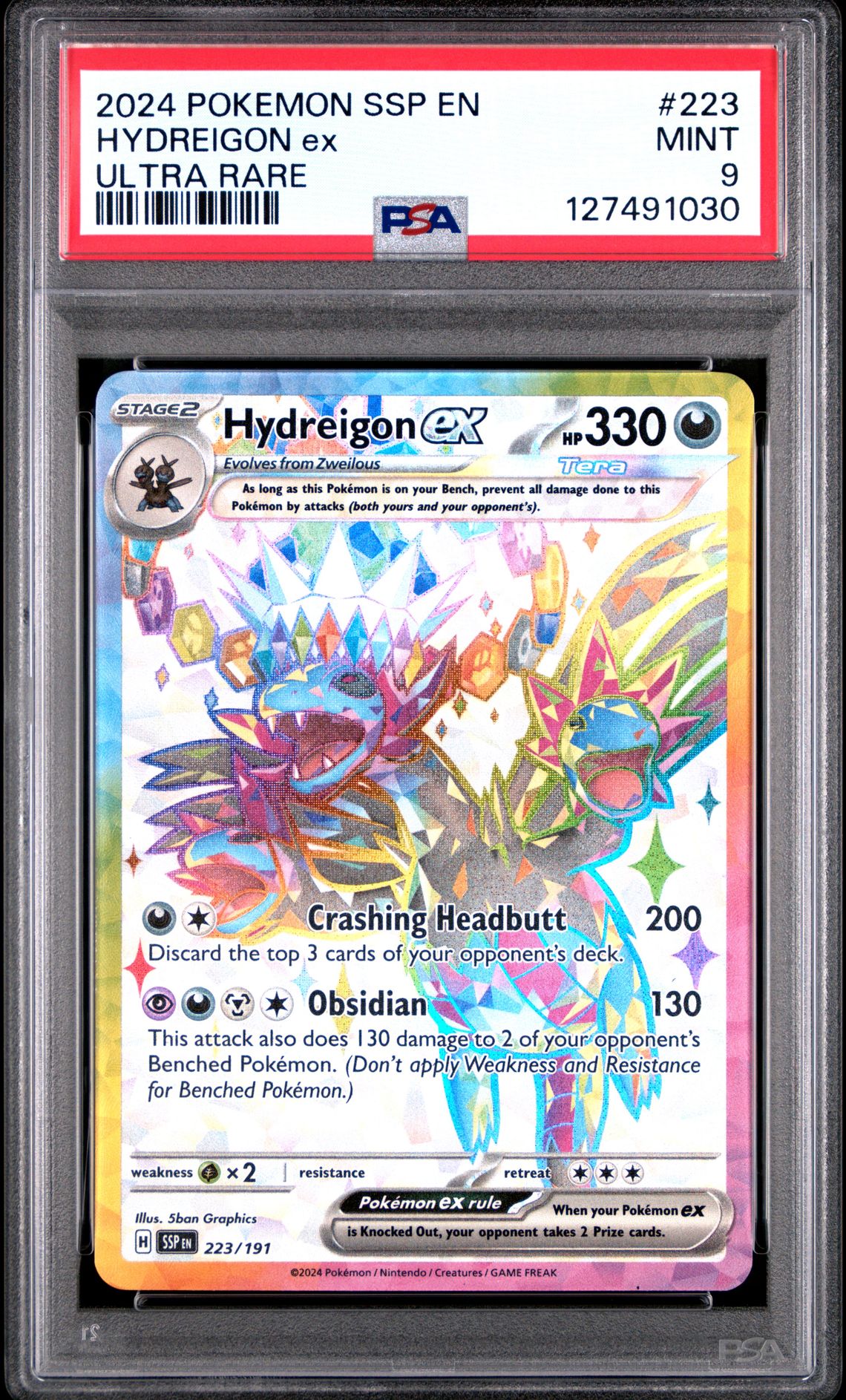 2024 Pokemon Ssp En-Surging Sparks Hydreigon Ex #223 (Ultra Rare) Mint 9 front
