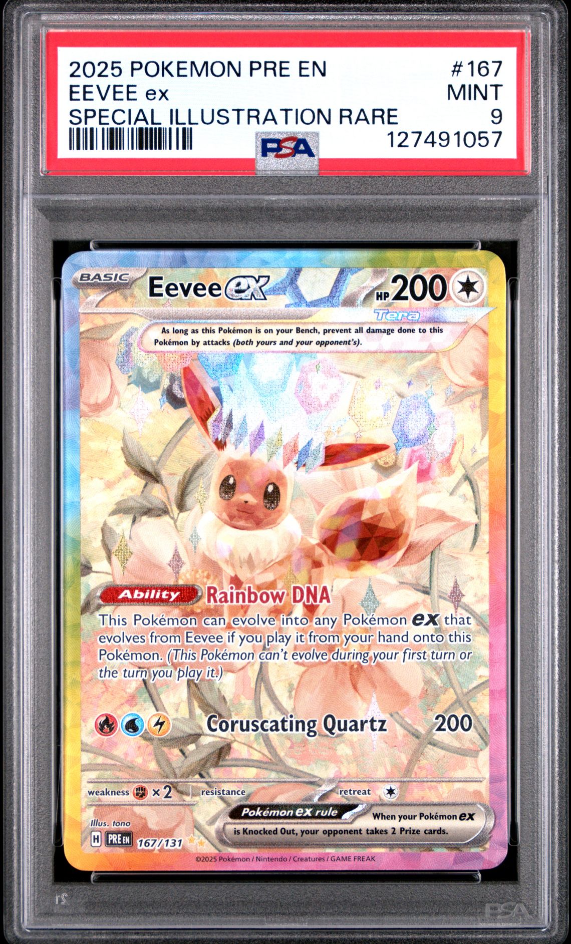 2025 Pokemon Pre En-Prismatic Evolutions Eevee Ex #167 (Special Illustration Rare) Mint 9 front