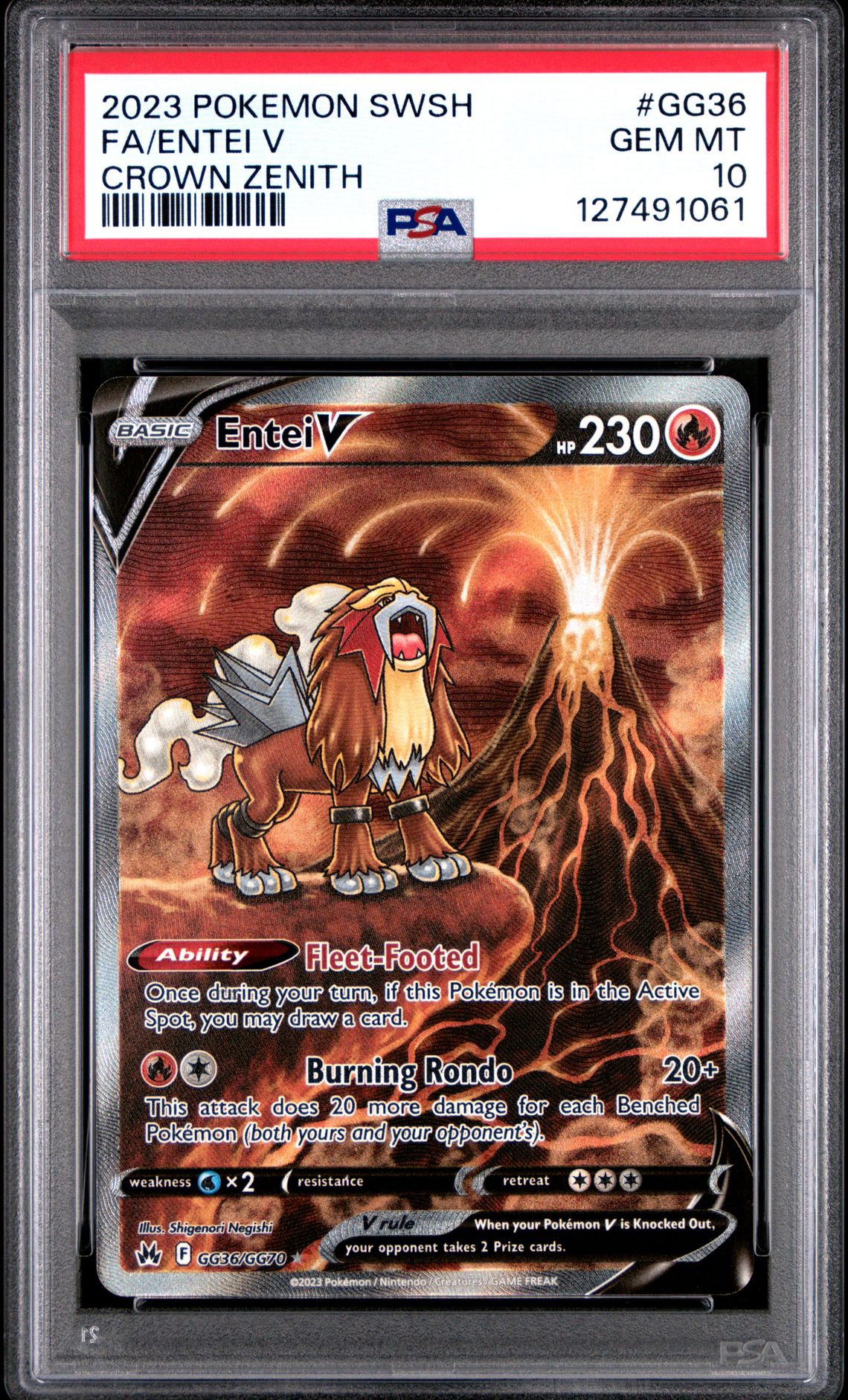 2023 Pokemon Sword And Shield Crown Zenith Fa/Entei V #Gg36 (Crown Zenith) Gem Mt 10 front