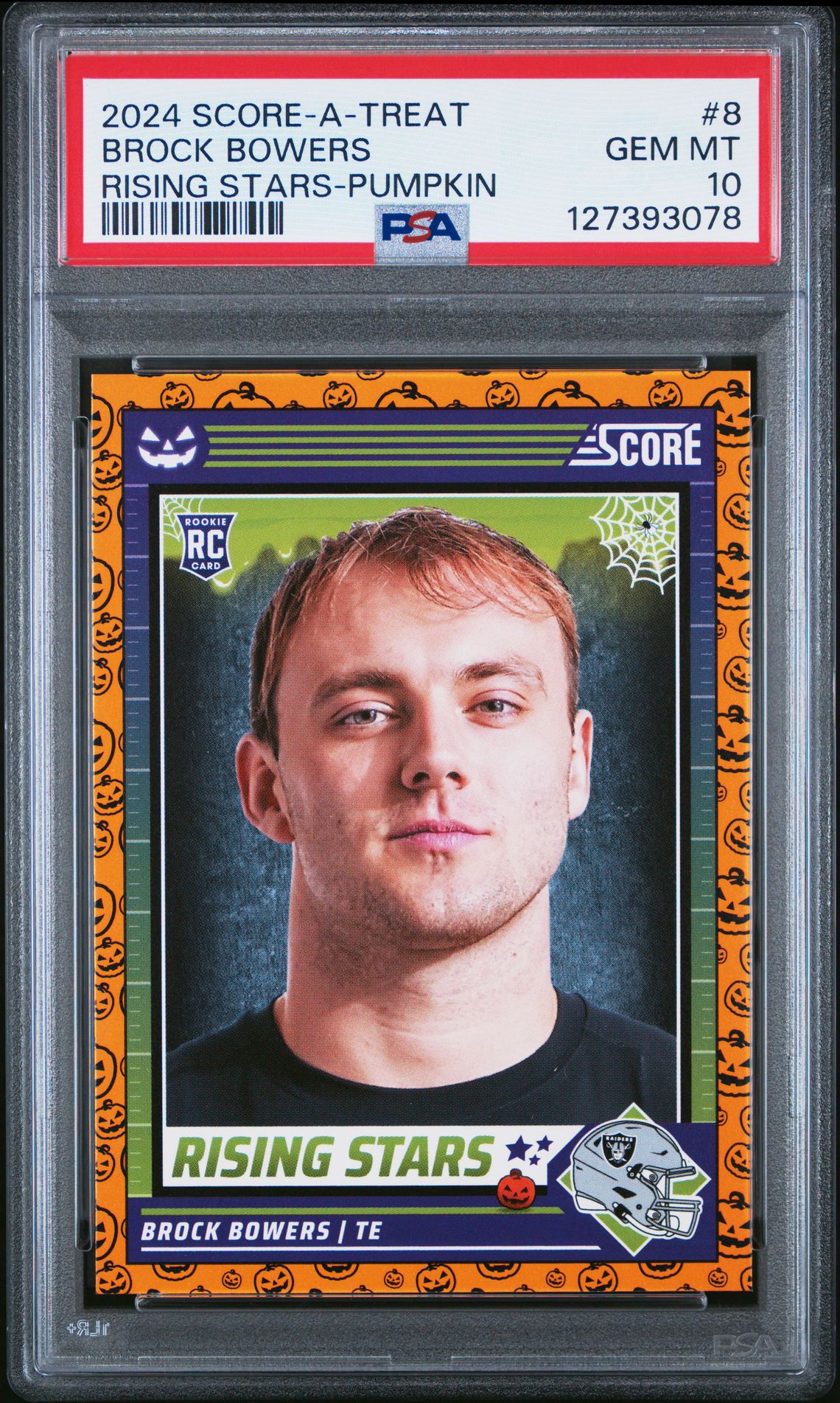 2024 Panini Score-A-Treat Rising Stars Brock Bowers #8 (Rising Stars-Pumpkin) Gem Mt 10 front