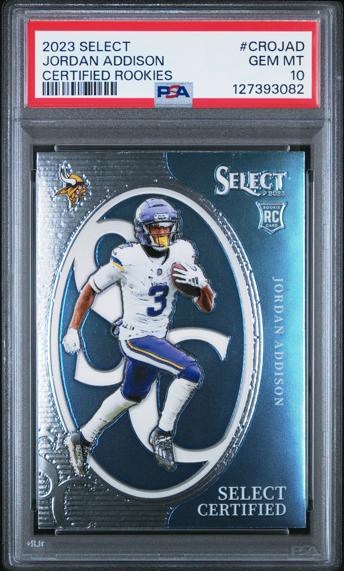 2023 Panini Select Select Certified Rookies Jordan Addison #Crojad Gem Mt 10 front