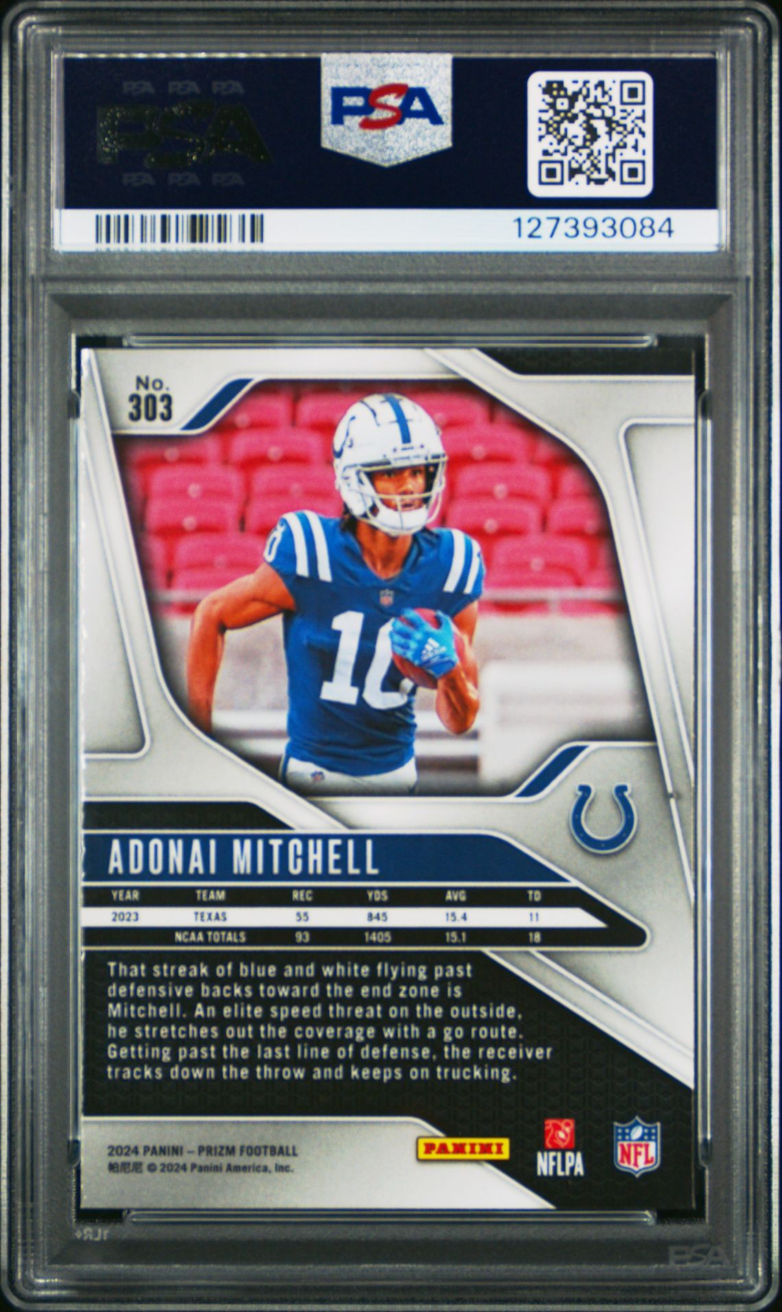 2024 Panini Prizm Adonai Mitchell #303 Gem Mt 10 back