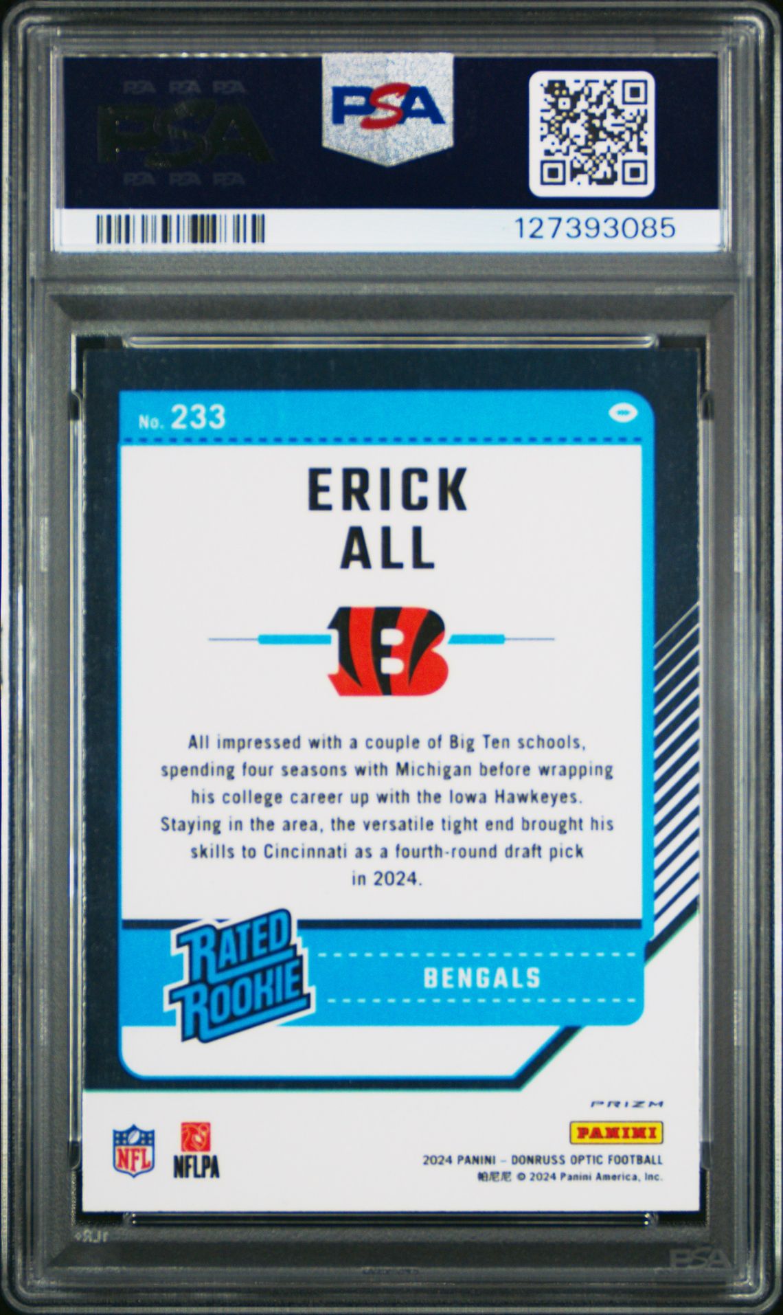 2024 Panini Donruss Optic Erick All Jr. #233 (Holo) Mint 9 back