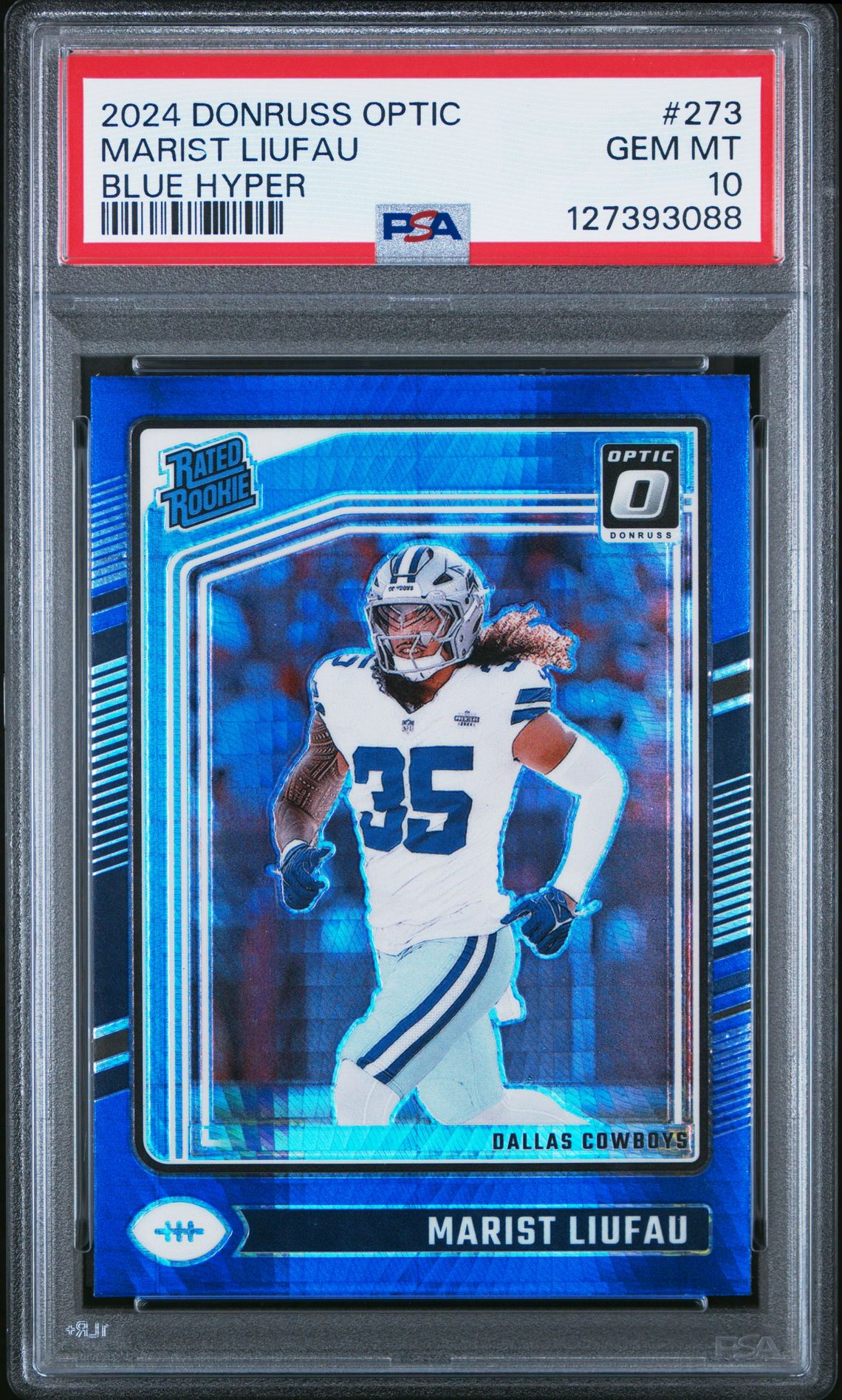 2024 Panini Donruss Optic Marist Liufau #273 (Blue Hyper) Gem Mt 10 front